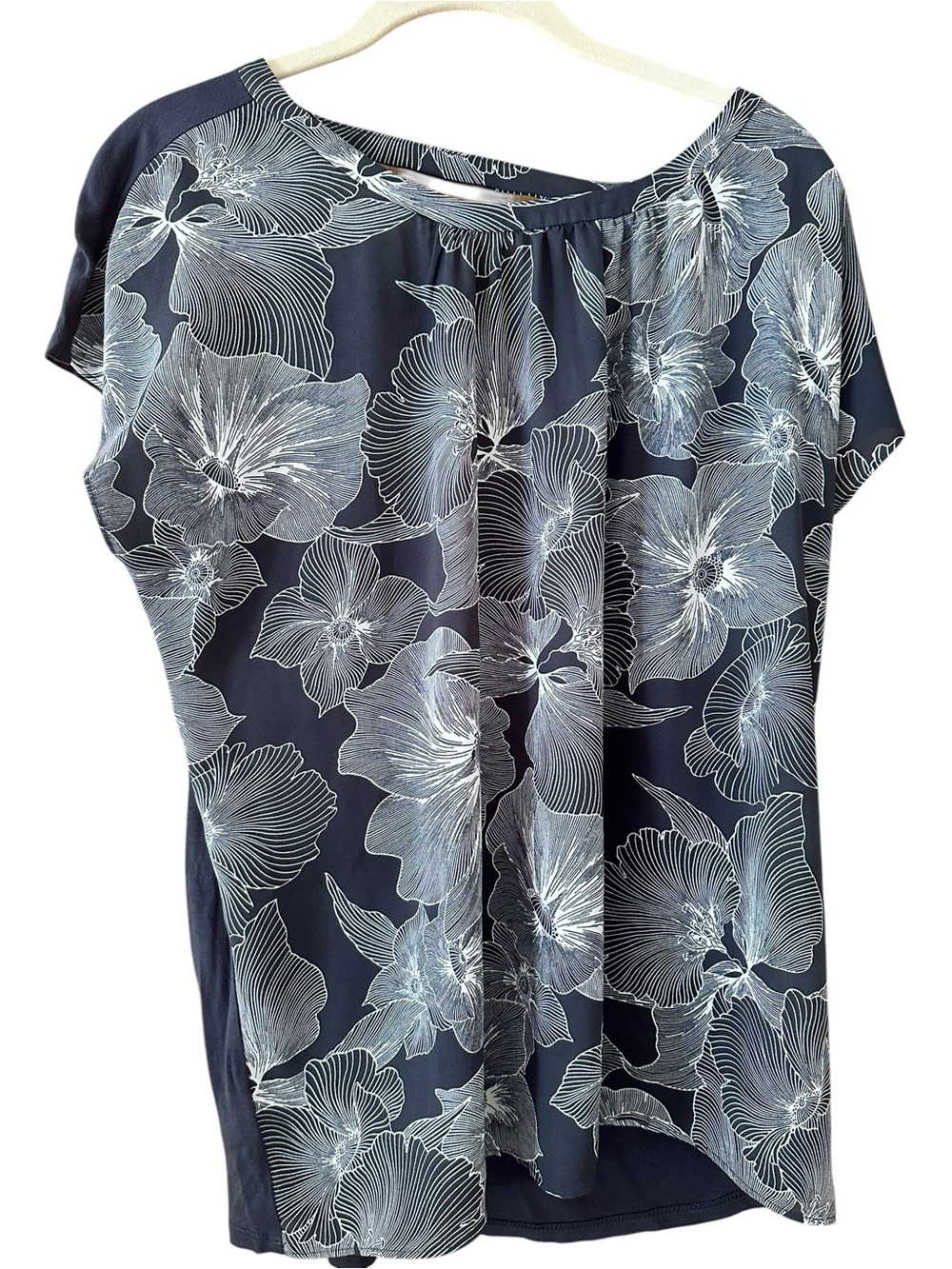 Loft blue gray Floral  Blouse